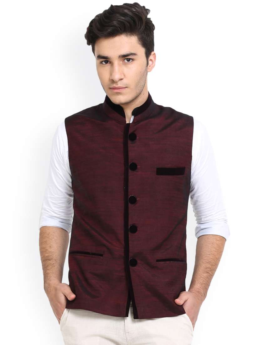Buy Shaftesbury London Maroon Silk Nehru Jacket Nehru Jackets for Men 999042 Myntra