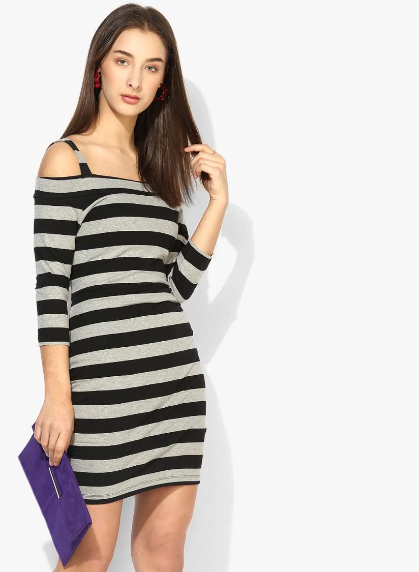 Buy Honey by Pantaloons Striped Cold Shoulder Mini Dress Dresses for Women 7680156 Myntra