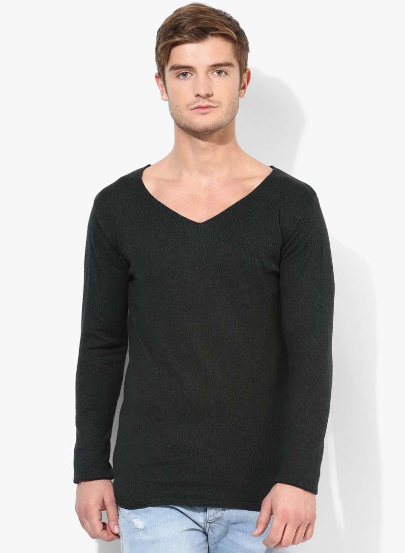 Buy Green Solid Slim Fit Sweater Sweaters for Men 7678088 Myntra