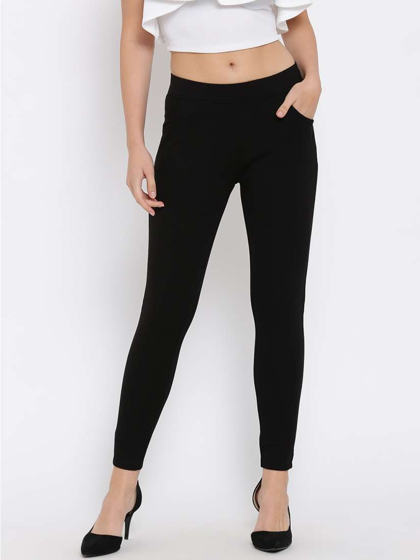 Buy Monte Carlo Women Black Solid Ankle Length Jeggings Jeggings for Women 7838385 Myntra