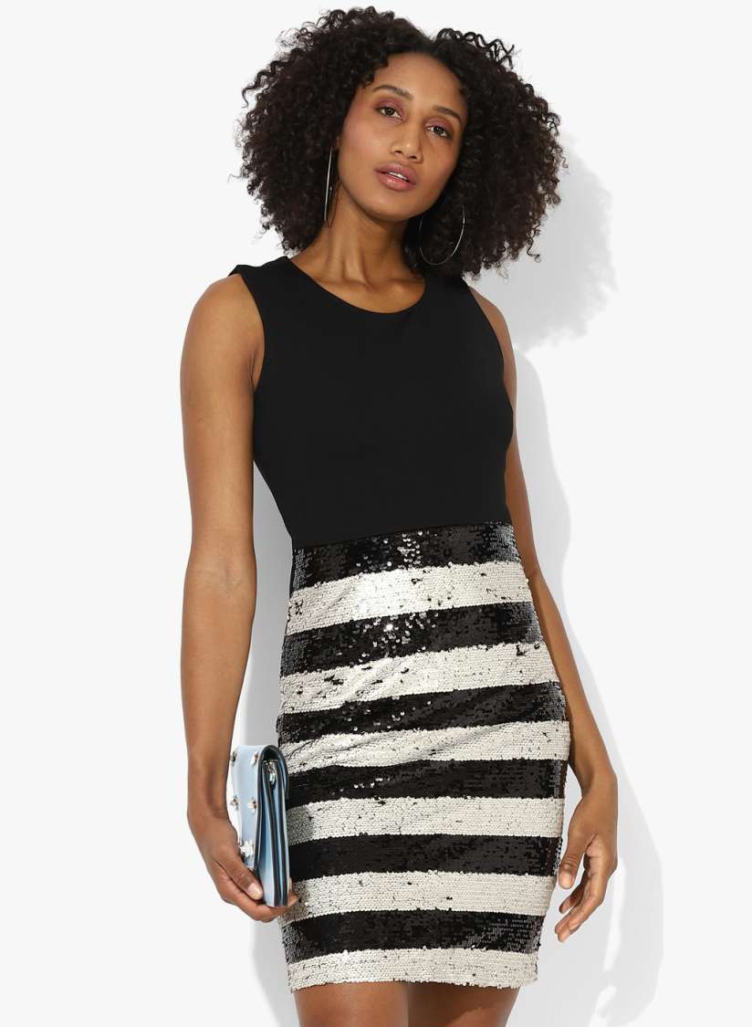 Buy Black Embellished Shift Dress Dresses for Women 7924601 Myntra