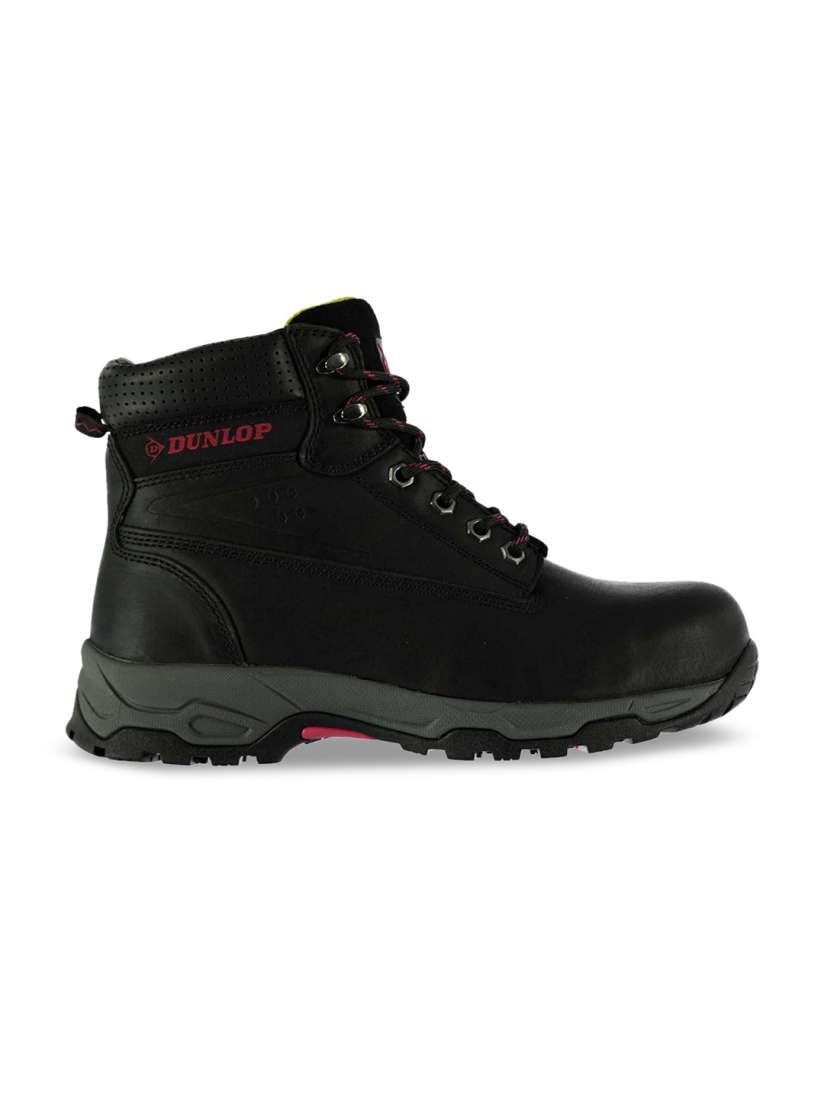 Buy Dunlop Women Black Solid Leather High Top Flat Boots Boots for Women 8009045 Myntra