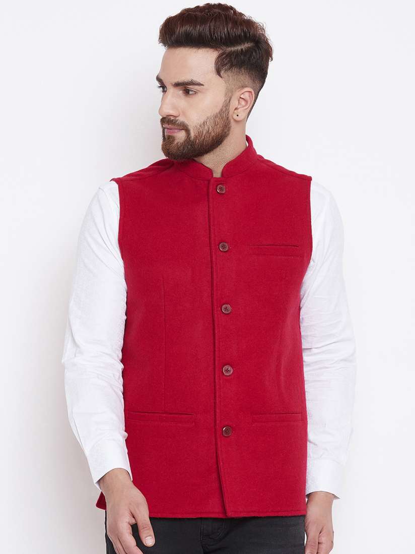 Red velvet nehru jacket best sale