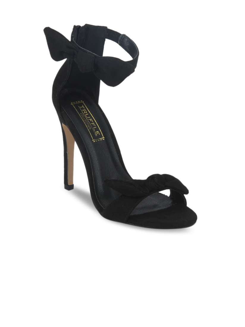 Buy Truffle Collection Women Black Solid Sandals Heels for Women 8069029 Myntra