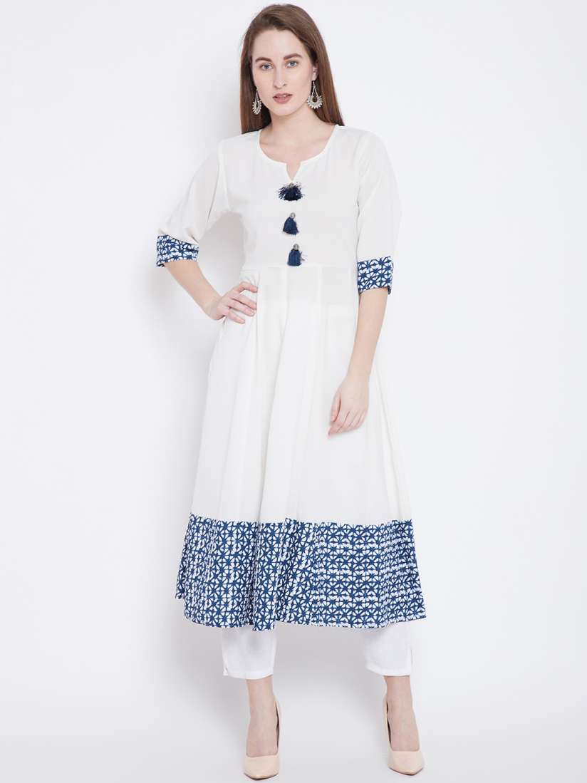 White anarkali myntra top
