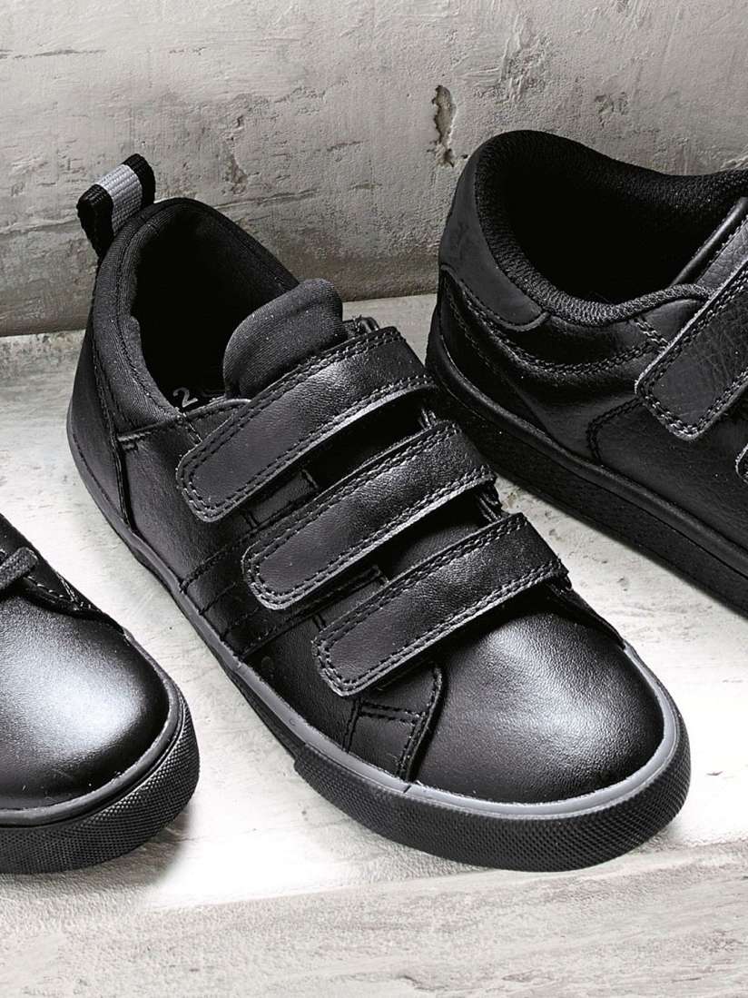 Boys black leather sneakers on sale