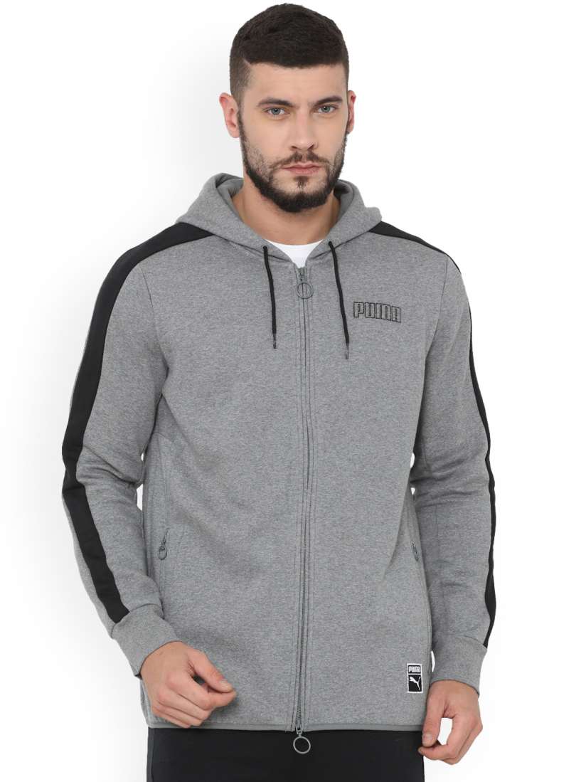Buy Puma Men Grey Solid Record FZ Hoody Sporty Jacket Jackets for Men 8217393 Myntra