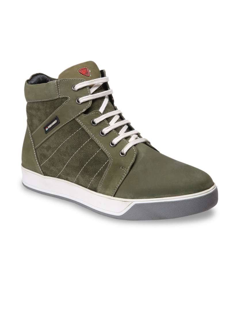 Buy Red Chief Men Green Solid Leather Mid Top Sneakers Casual Shoes for Men 8217219 Myntra