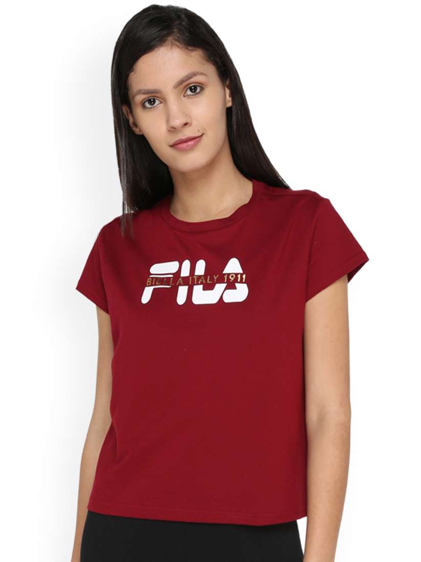 Buy FILA Women Red ROSA Printed Round Neck T shirt Tshirts for Women 8231191 Myntra