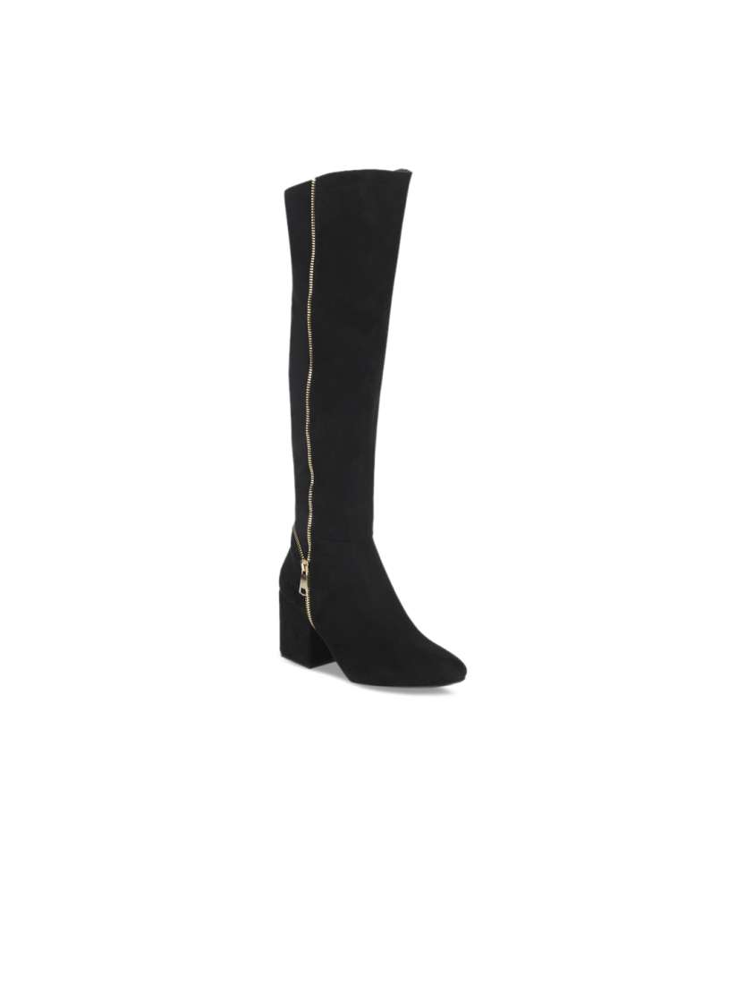 Buy Truffle Collection Women Black Solid Heeled Boots Boots for Women 8239319 Myntra