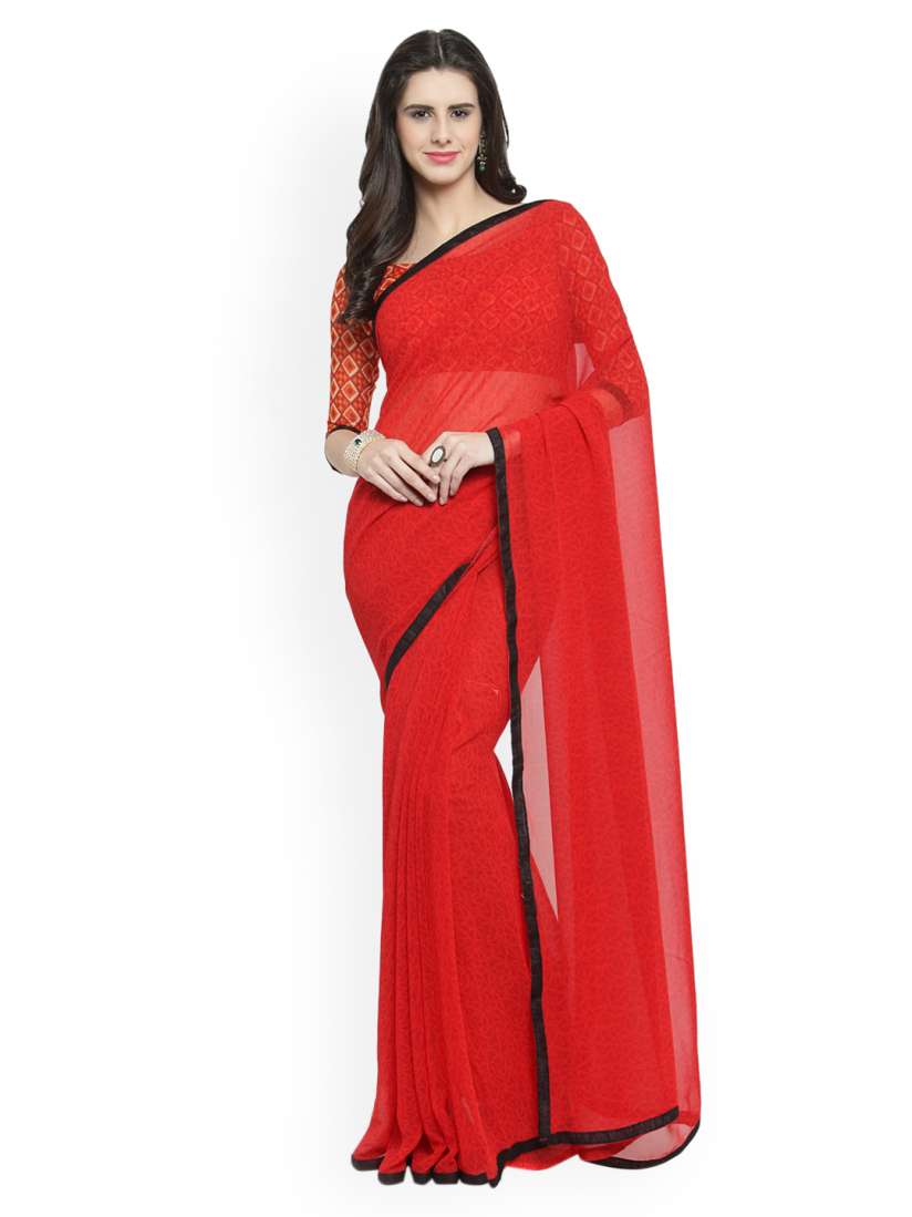 Buy Shaily Red Printed Pure Georgette Saree Sarees for Women 8292387 Myntra