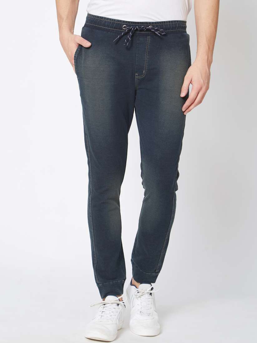 Buy NEXGEN CLUB Men Blue Slim Fit Denim Joggers Track Pants for Men 8303417 Myntra