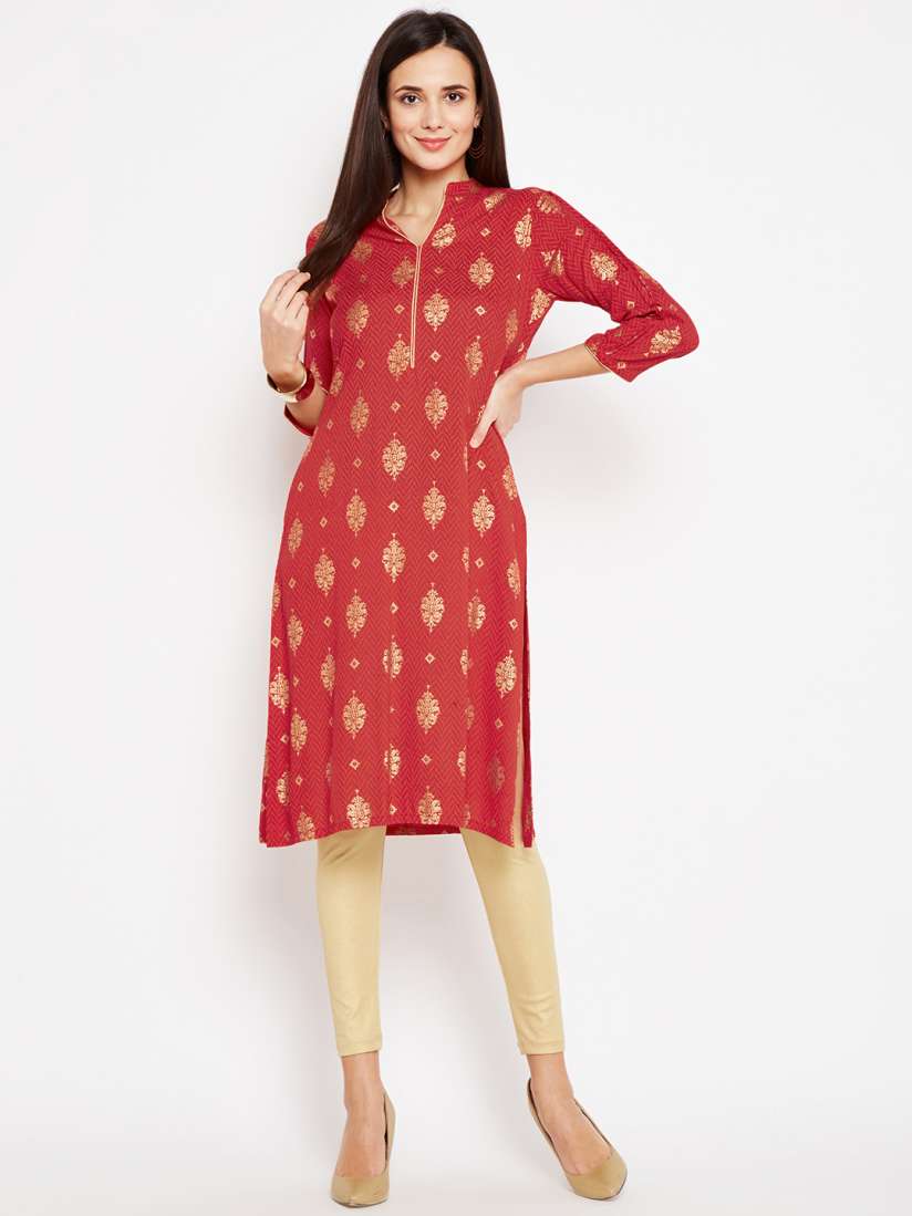 Buy Be Indi Women Red Printed Straight Kurti Kurtis for Women 8331629 Myntra