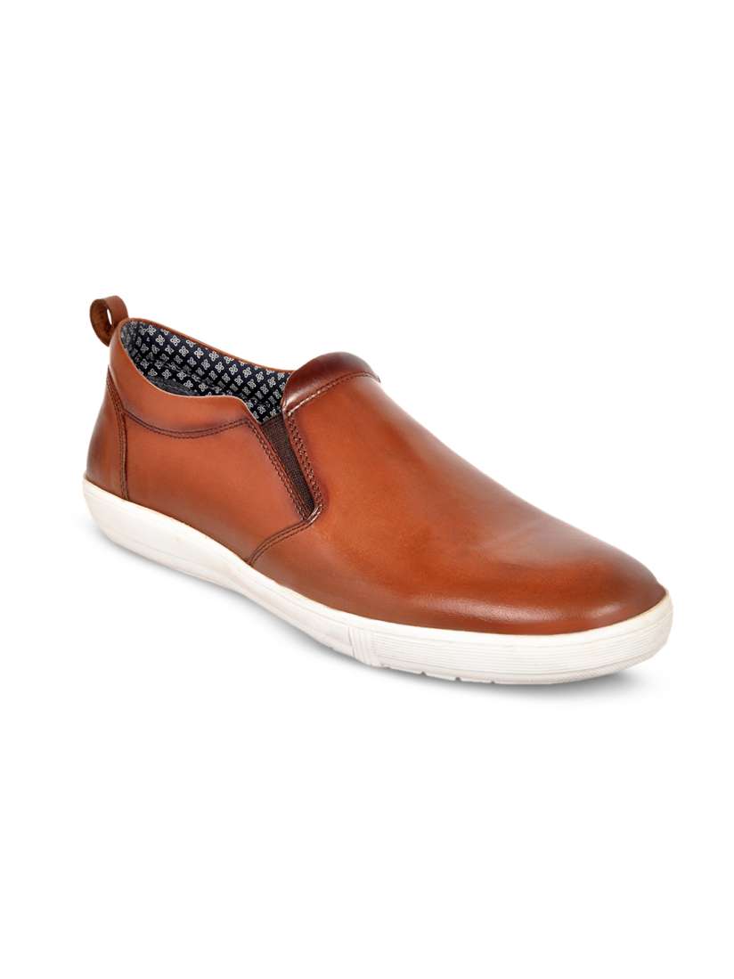 Buy Allen Cooper Men Tan Brown Solid Leather Slip On Sneakers Casual Shoes for Men 8362783 Myntra