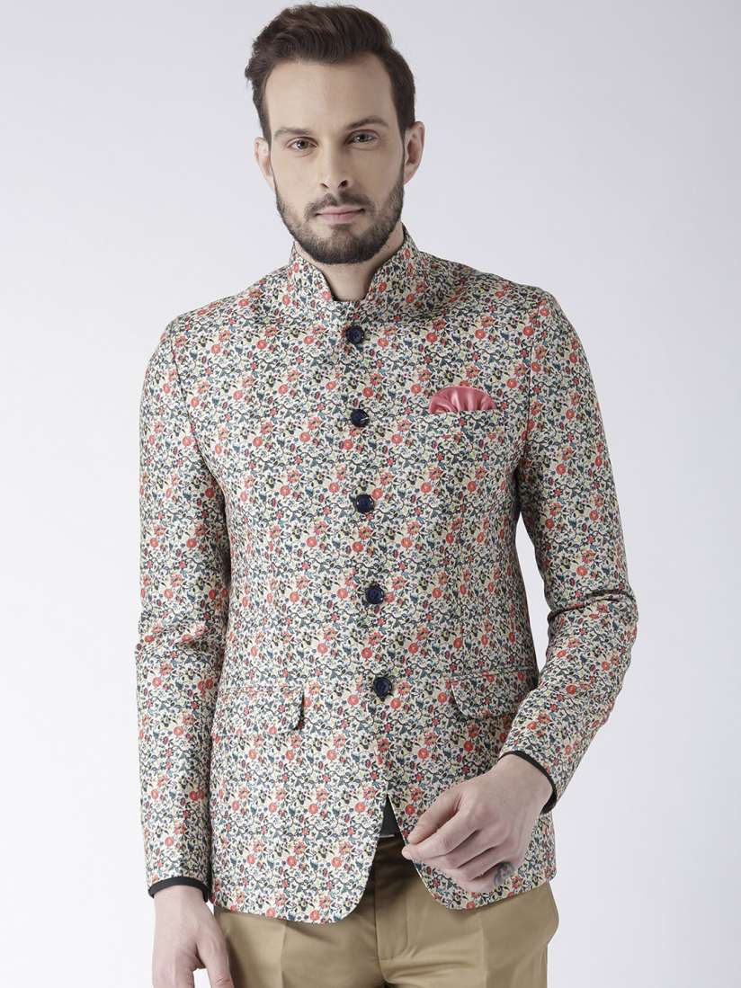 Buy Hangup Men Multicoloured Printed Single Breasted Bandhgala Blazer Blazers for Men 8086543 Myntra