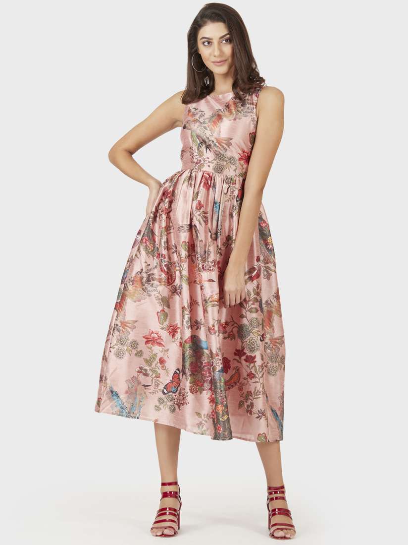 Buy Label Ritu Kumar Women Pink Printed Fit and Flare Dress Dresses for Women 8113943 Myntra
