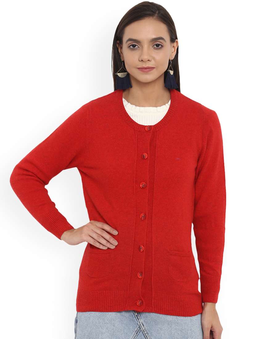 Buy Monte Carlo Women Red Solid Woolen Cardigan Sweaters for Women 8123867 Myntra