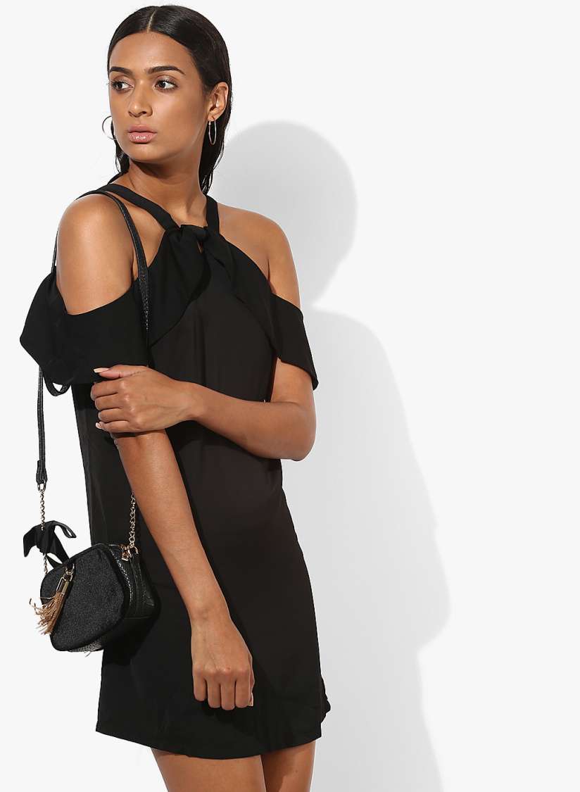 Buy Black Coloured Solid Shift Dress Dresses for Women 7164136 Myntra