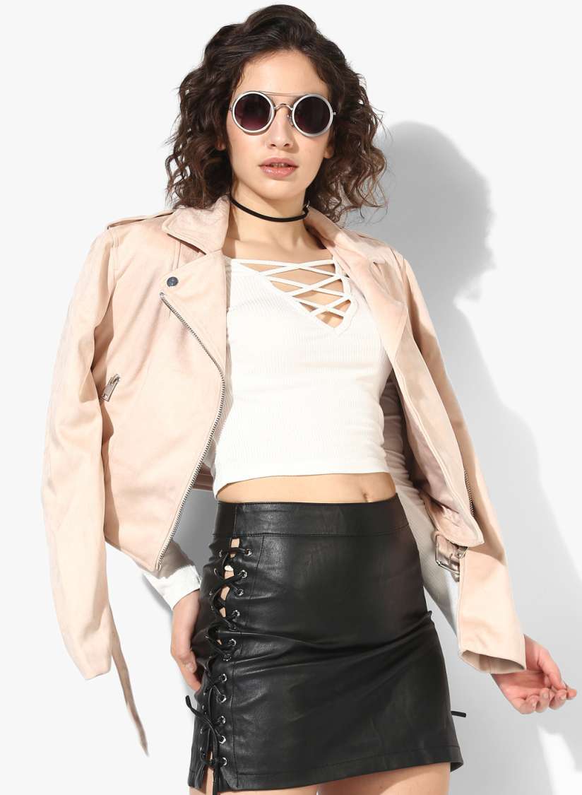 Buy Peach Solid Winter Jacket Jackets for Women 7175404 Myntra