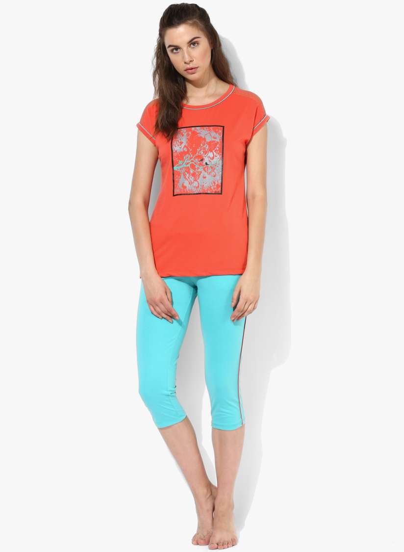 Buy Orange Printed Pyjama Set Night suits for Women 7178881 Myntra