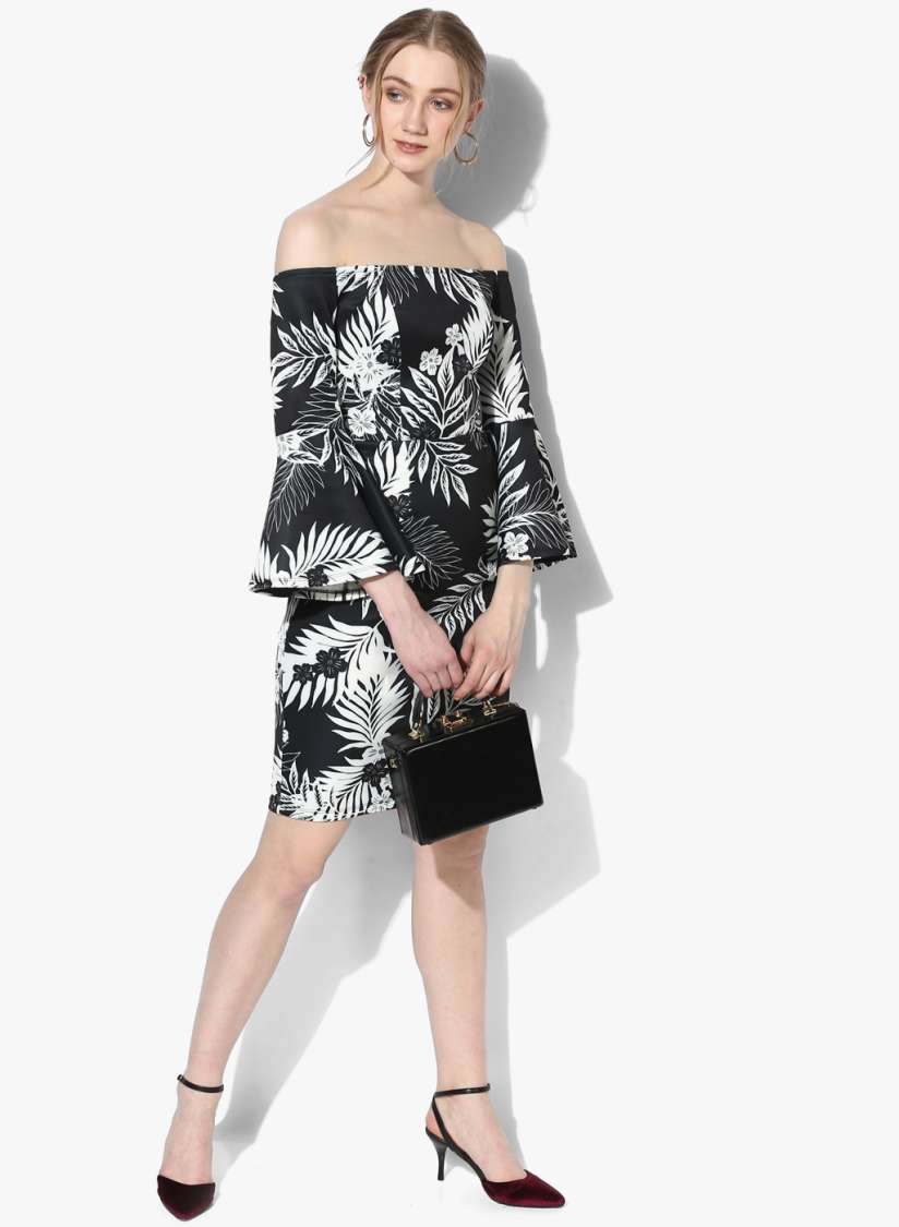 Buy DOROTHY PERKINS Black Coloured Off Shoulder Printed Shift Dress Dresses for Women 7444784 Myntra