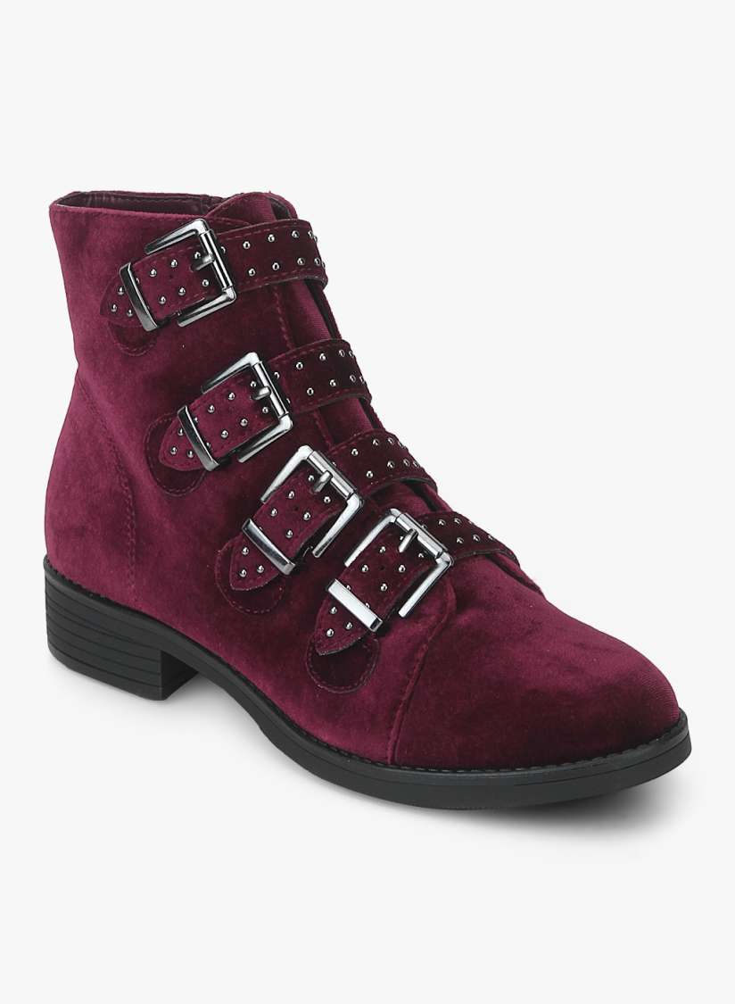 Buy DOROTHY PERKINS Women Maroon Flat Boots Boots for Women 7442304 Myntra