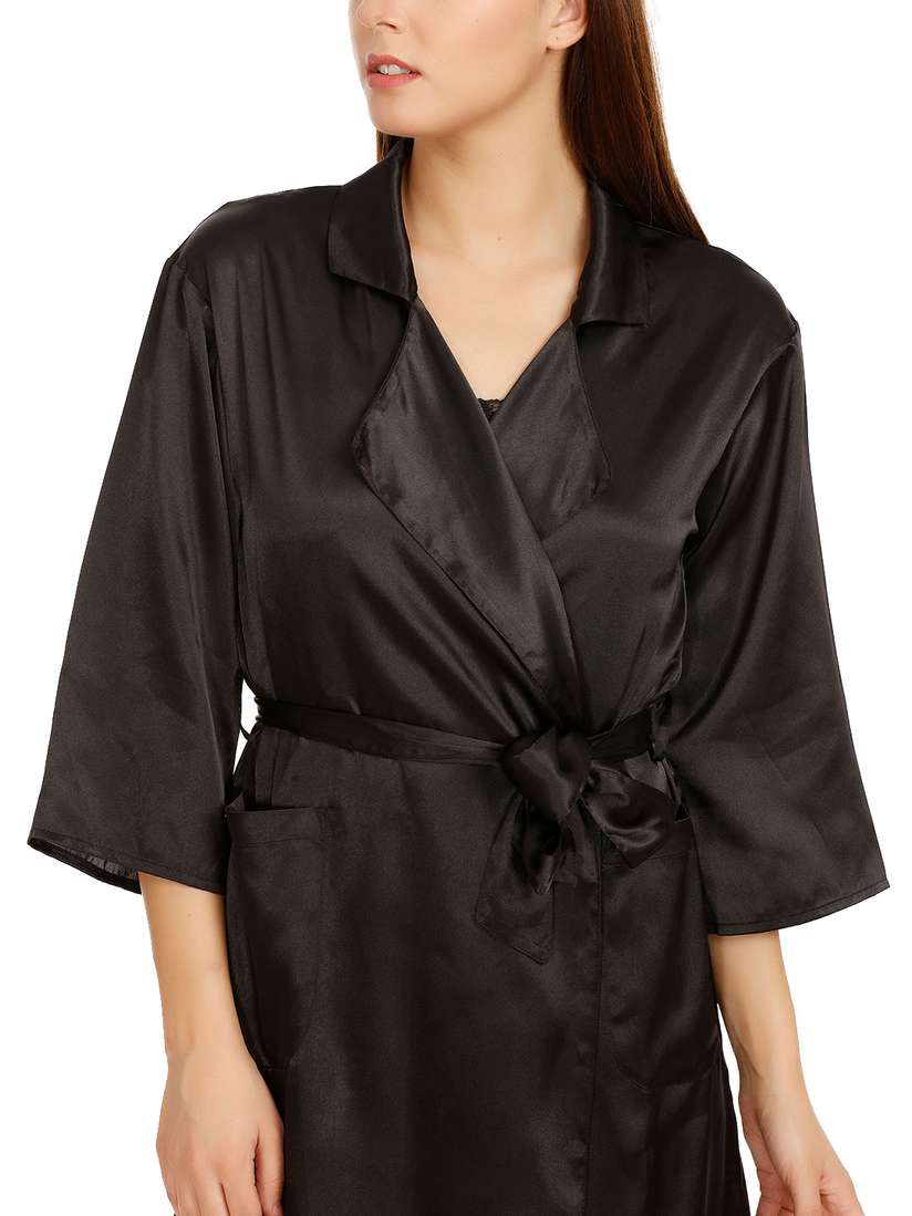 Zivame Black Satin Pajamas Robe Zivame Satin Night Dress Buy