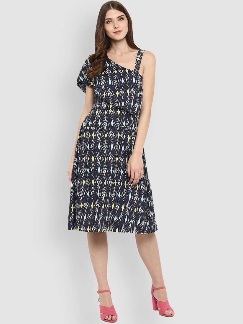 Buy LA LOFT Women Black White Printed A Line Dress Dresses for Women 8525753 Myntra
