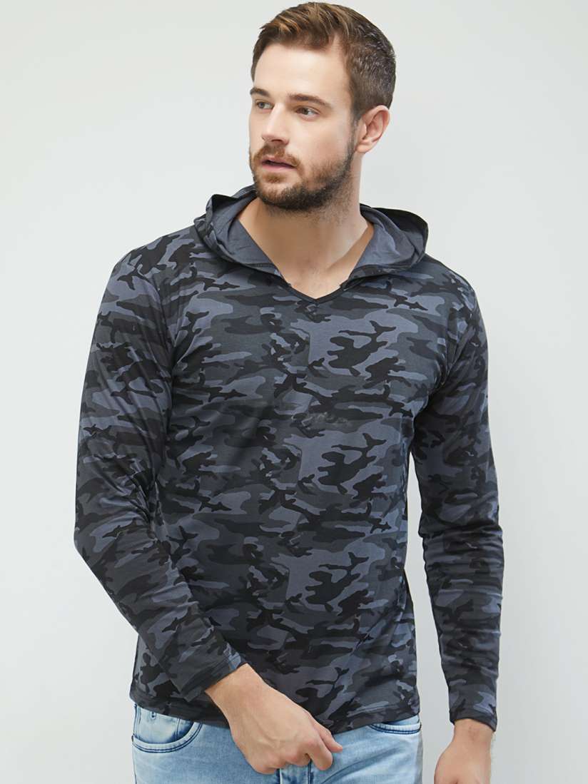 Buy WYO Men Grey Printed Hooded T shirt Tshirts for Men 8543579 Myntra