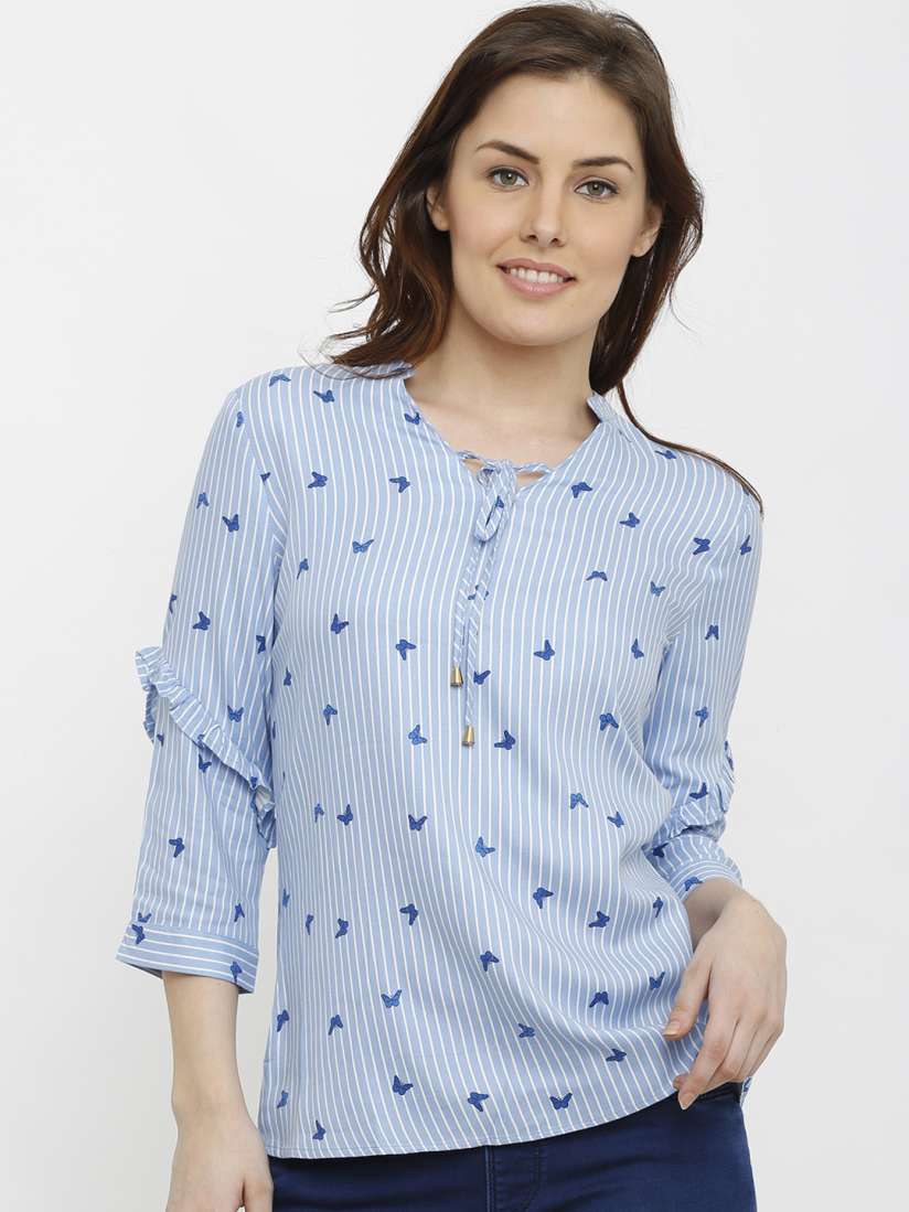 Buy Kraus Jeans Women Blue Printed Top Tops for Women 8676921 Myntra