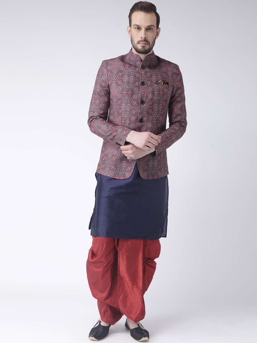 Buy Hangup Men Multicoloured Printed Blazer with Dhoti Pants Kurta Kurta Sets for Men 8687653 Myntra