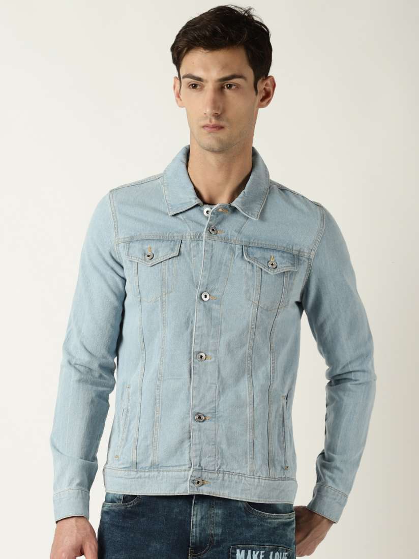 Buy Blue Saint Men Blue Solid Denim Jacket Jackets for Men 8392861 Myntra