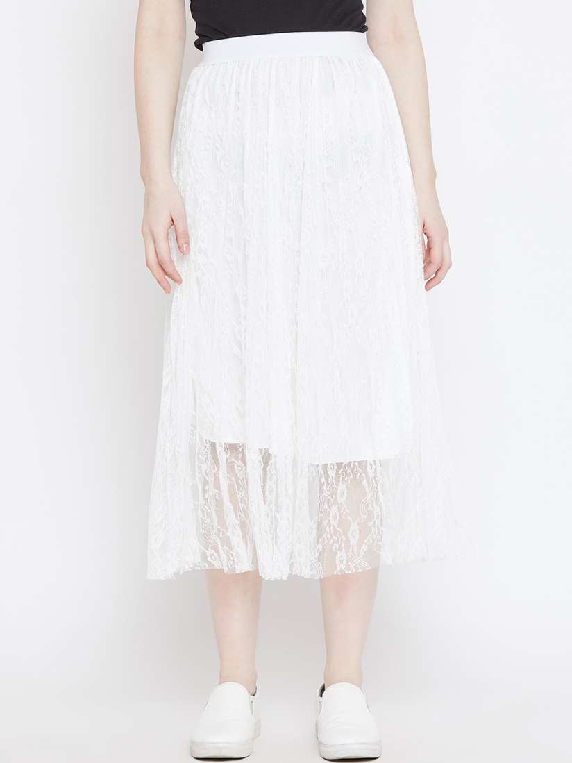 White lace a line skirt sale