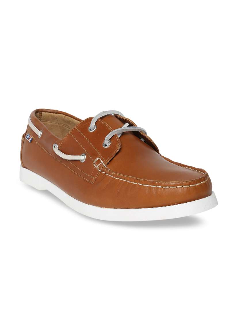 Buy Arrow Men Tan Brown Solid Leather Boat Shoes Casual Shoes for Men 10787776 Myntra