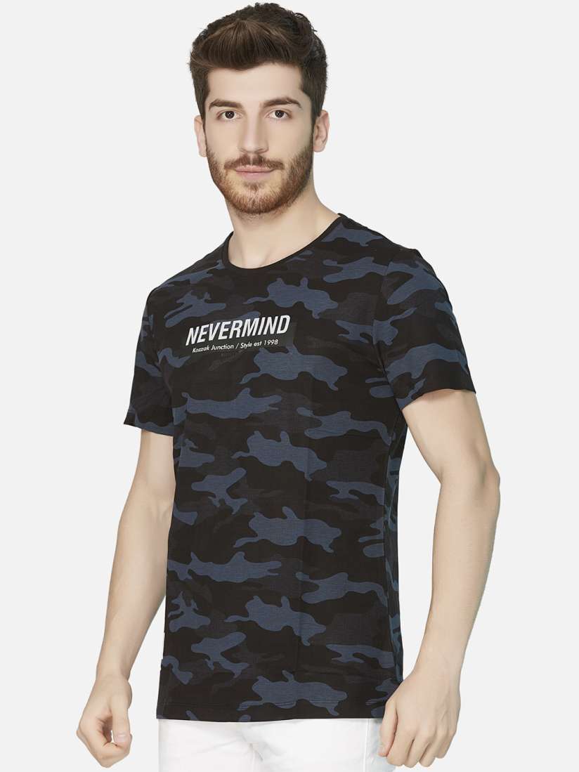 Buy KOZZAK Men Blue Printed Round Neck T shirt Tshirts for Men 10794772 Myntra