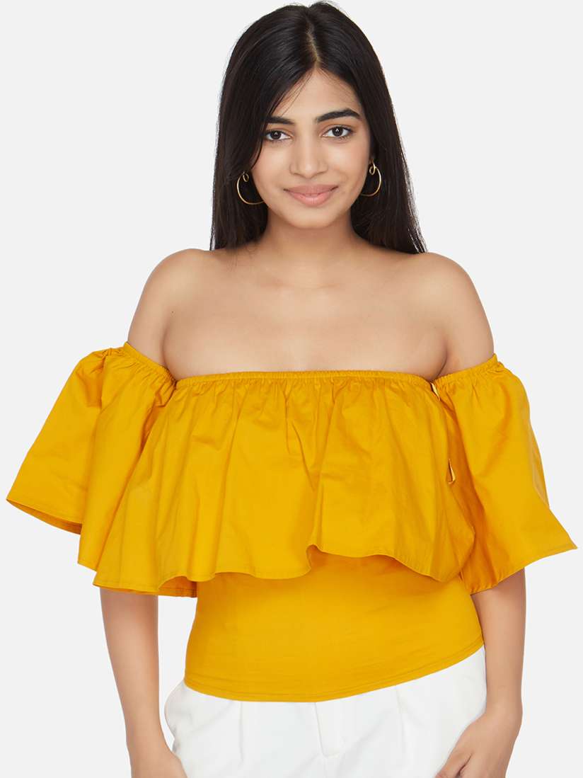 Mustard bardot top on sale