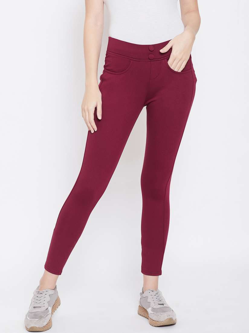 Maroon jeggings 2025