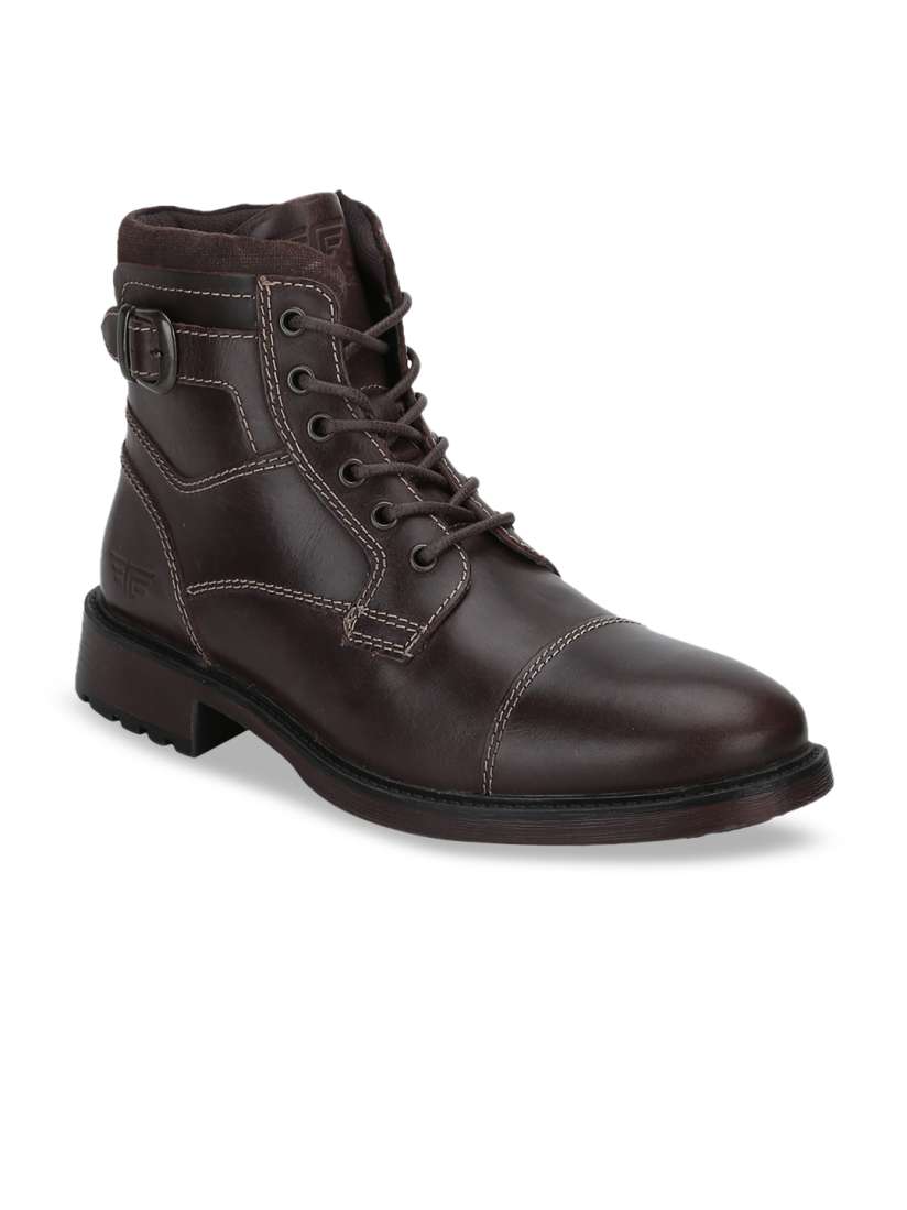 Buy Red Tape Men Brown Solid Leather High Top Flat Boots Casual Shoes for Men 10761488 Myntra