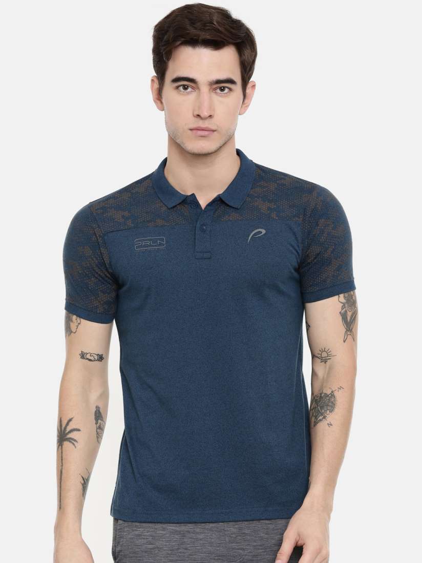 Buy Proline Active Men Teal Blue Camouflage Printed Polo Collar Pure Cotton T shirt Tshirts for Men 10857920 Myntra