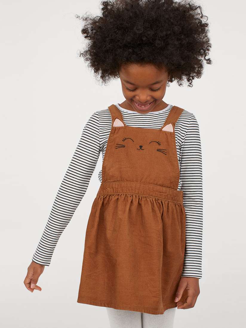 Buy H M Girls Tan Brown Corduroy Dungaree Dress Dungarees for Girls 10866758 Myntra