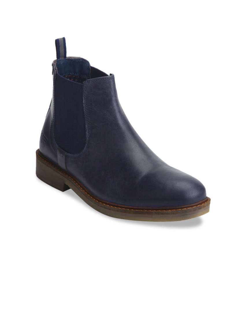 Buy Red Tape Men Blue Solid Leather High Top Flat Boots Casual Shoes for Men 10768604 Myntra