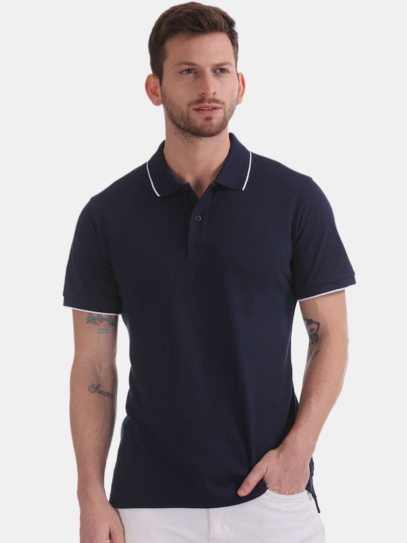 Buy GANT Men Navy Blue Solid Polo Collar T shirt Tshirts for Men 10900350 Myntra