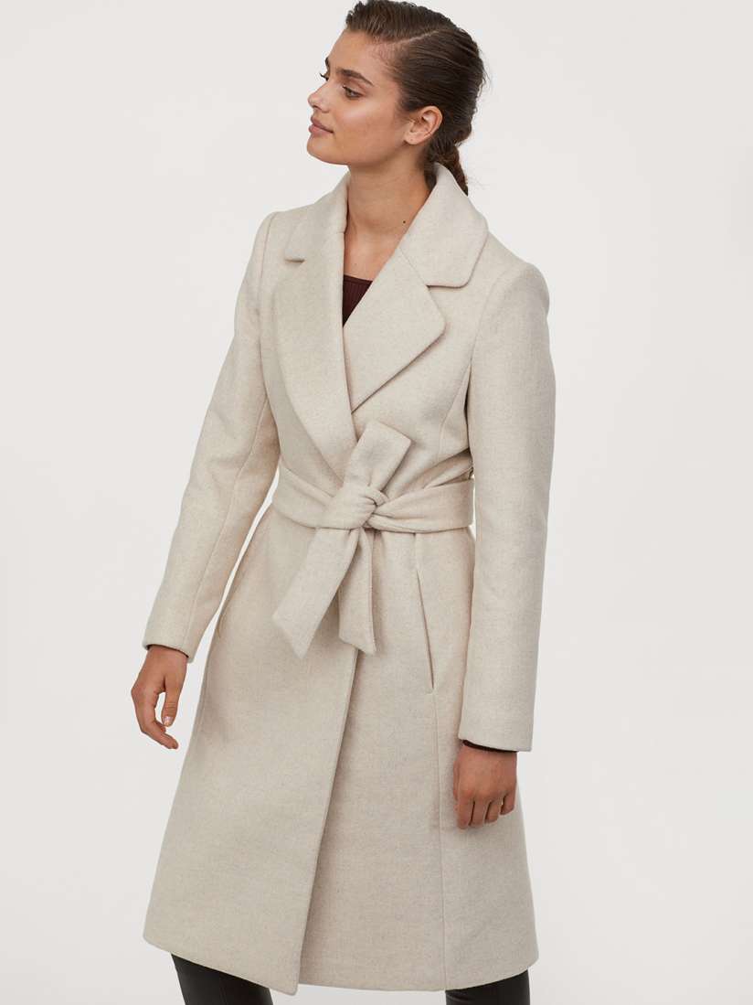 Buy H M Women Off White Wool Blend Coat Coats for Women 10773904 Myntra