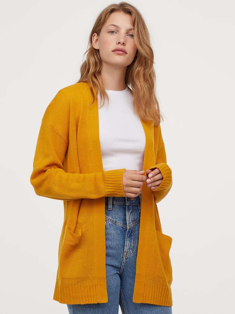 Buy H M Women Mustard Yellow Knitted Cardigan Sweaters for Women 10910666 Myntra