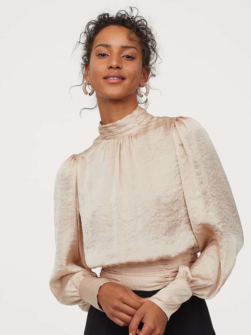 beige satin blouse