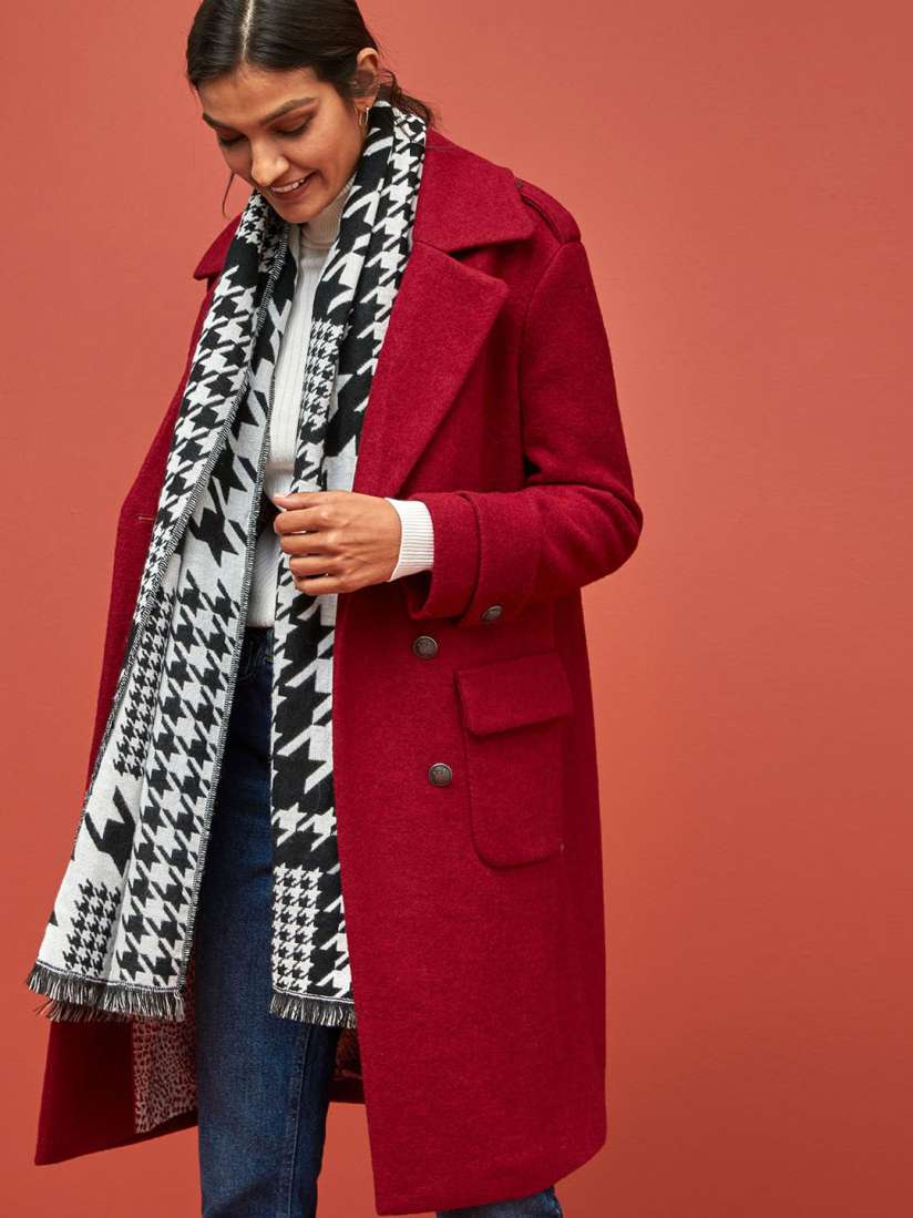 Buy next Women Red Solid Double Breasted Longline Military Style Pea Coat Coats for Women 10959830 Myntra
