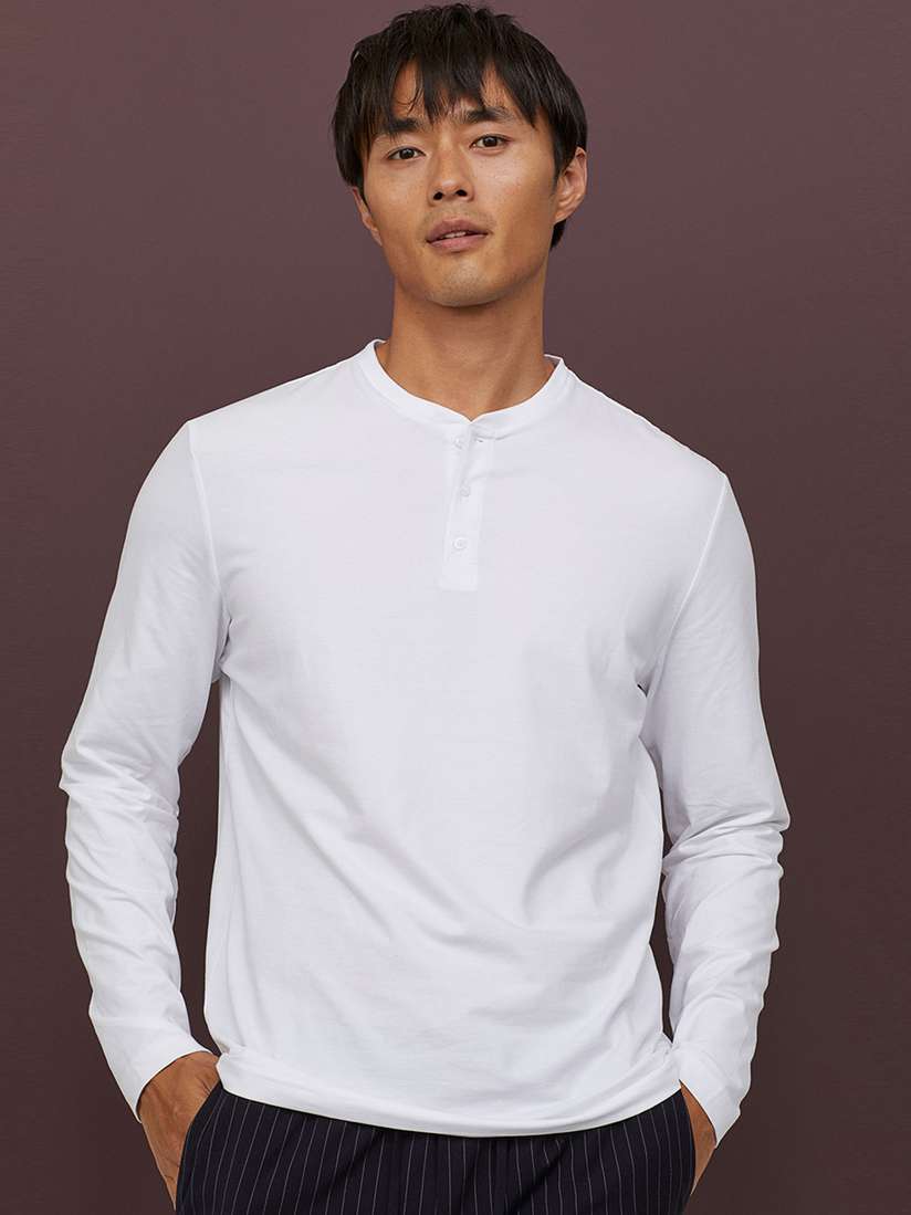 Buy H\u0026M Men White Henley T-Sustainable Shirt Slim Fit - Tshirts for Men  10958840 | Myntra