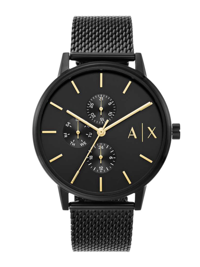 Mens black armani exchange watch outlet