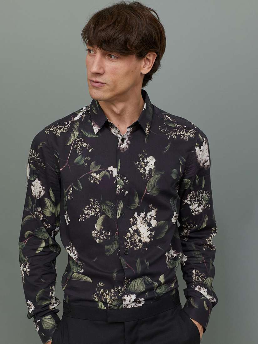 Mens floral dress shirts h&m cheap