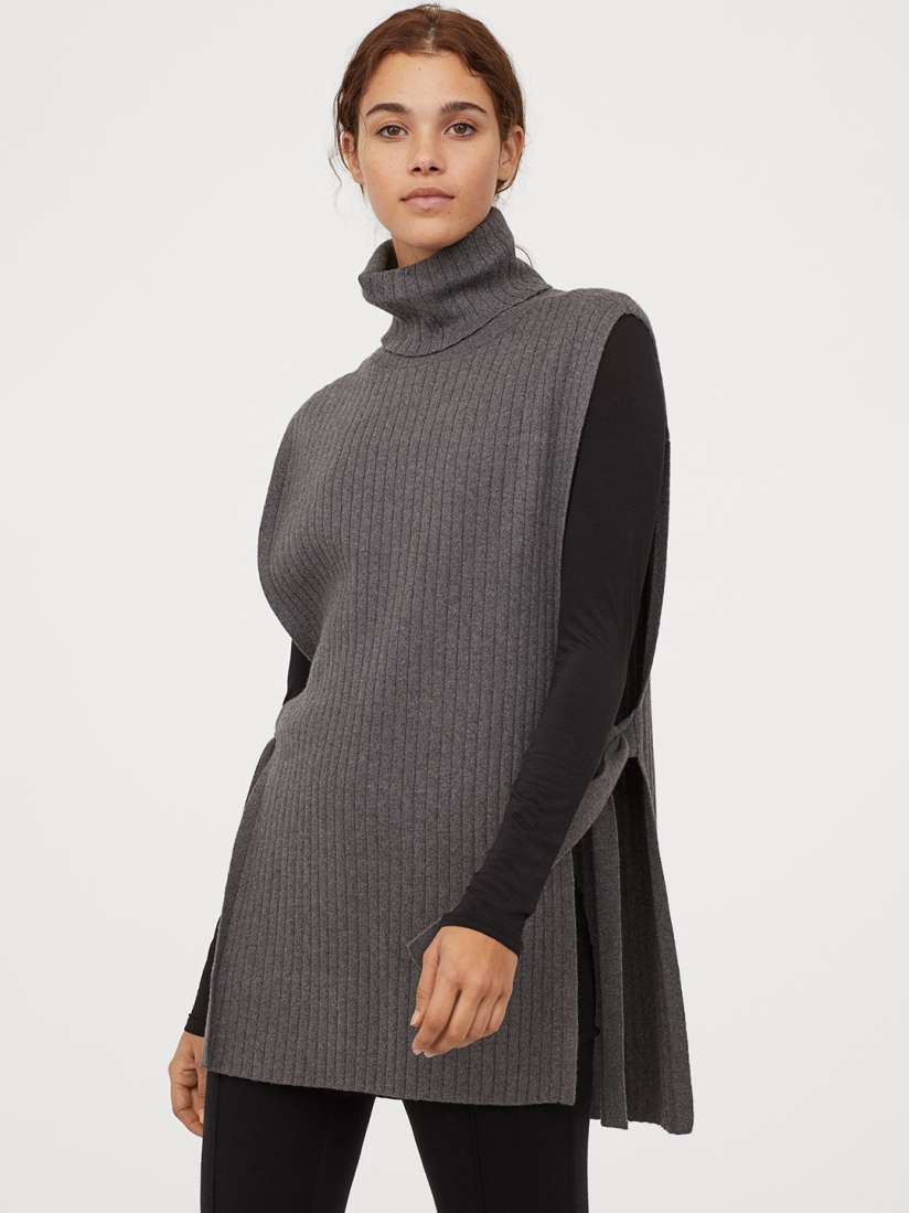 Buy H M Women Grey Knitted Cashmere Blend Tunic Tunics for Women 10978382 Myntra